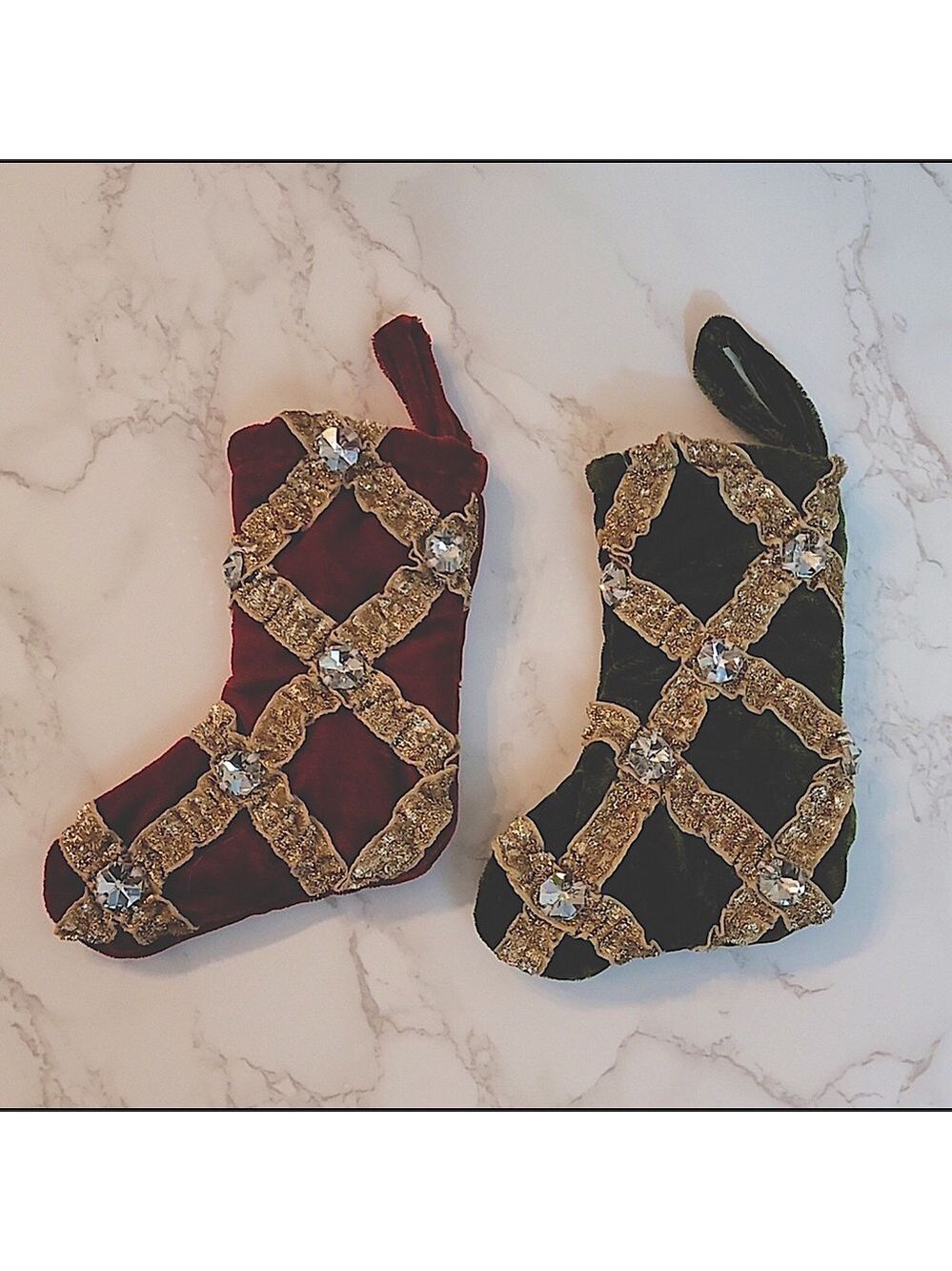 Lot of 5 Handcrafted velvet & bling Christmas Stockings